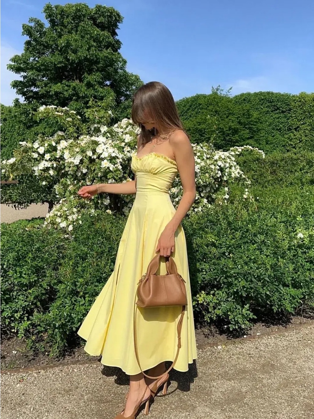 HOUSE OF CB CLARABELLE MIDI DRESS IN YELLOW Size XS